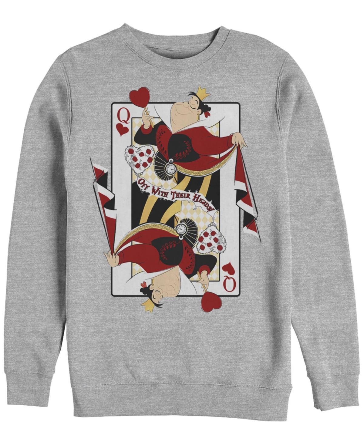 Disneys Alice In Wonderland Mens Queen Of Hearts Playing Card Sweatshirt Athletic Grey Product Image