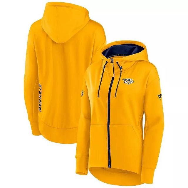 Womens Fanatics Branded Gold Nashville Predators Authentic Pro Rink Full-Zip Hoodie Product Image