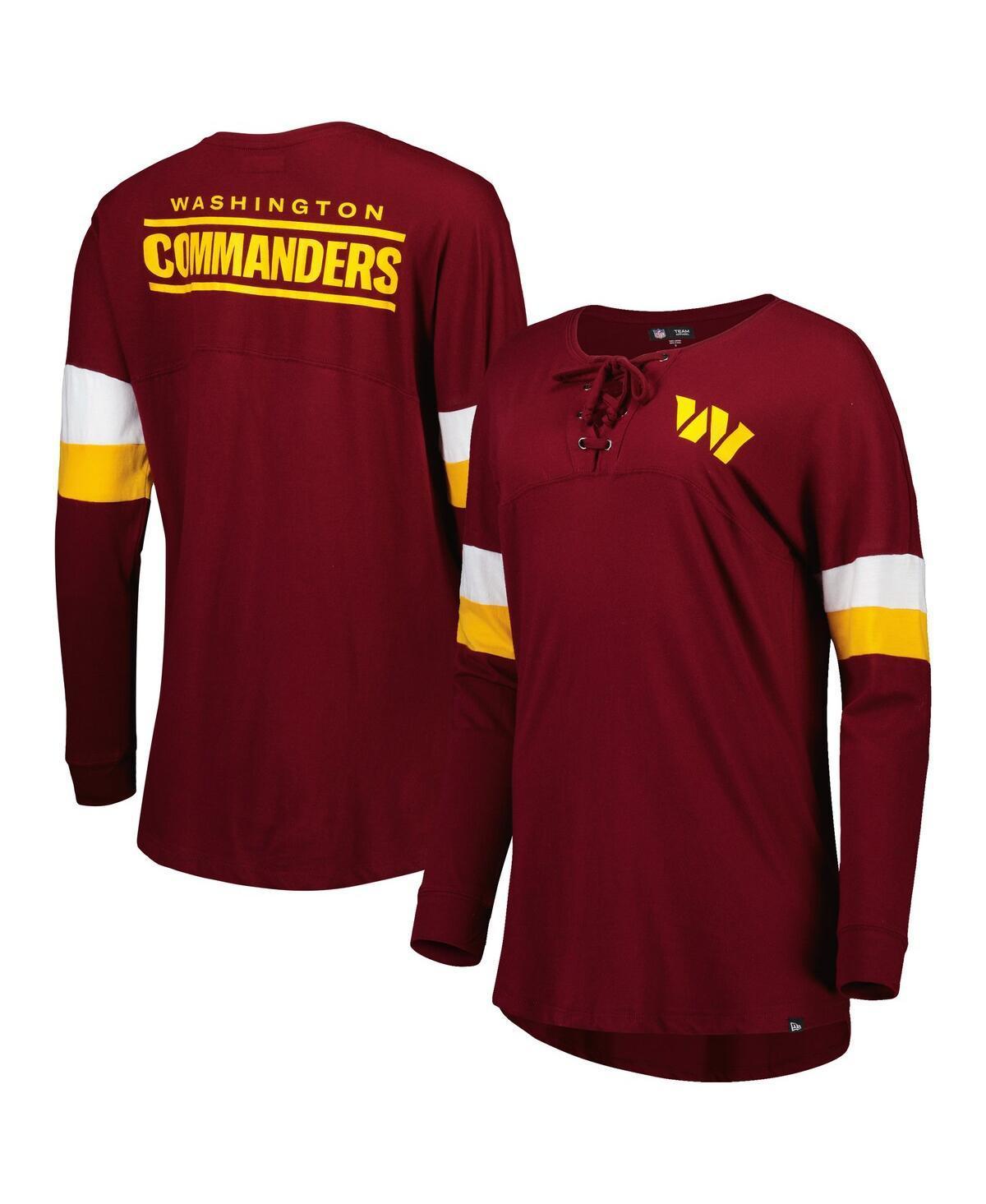 Womens New Era Burgundy Washington Commanders Athletic Varsity Lace-Up Long Sleeve T-shirt Product Image