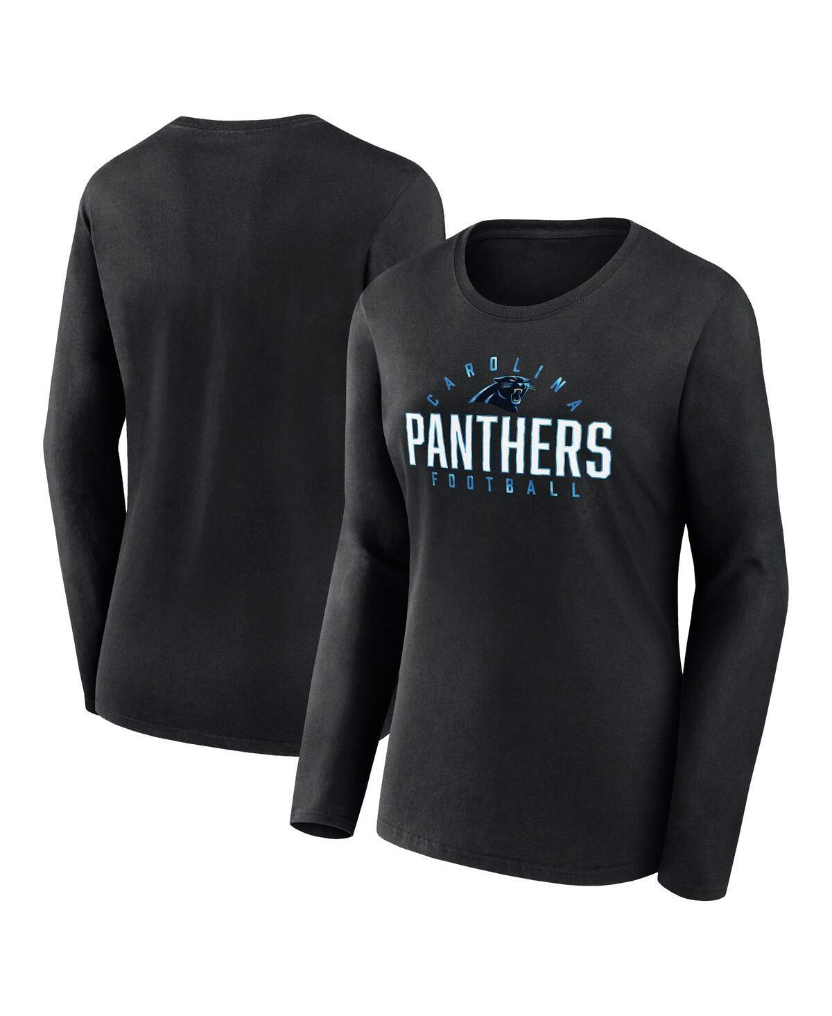 Womens Fanatics Black Carolina Panthers Plus Size Foiled Play Long Sleeve T-Shirt Product Image