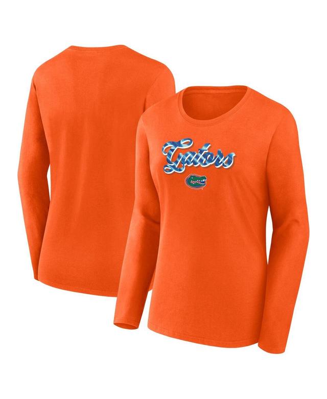 Womens Fanatics Orange Florida Gators Double Team Script Long Sleeve T-shirt Product Image