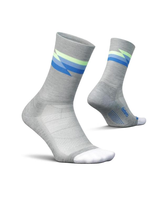 Feetures Mens Elite Light Cushion Mini Crew Sock - Sport Sock with Targeted Compression , Synthwave Gray (1 Pair) - Light Product Image