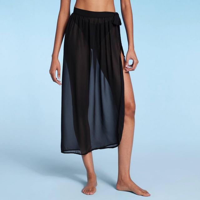 Womens Side-Sash Long Cover Up Sarong - Shade & Shore Black XS Product Image