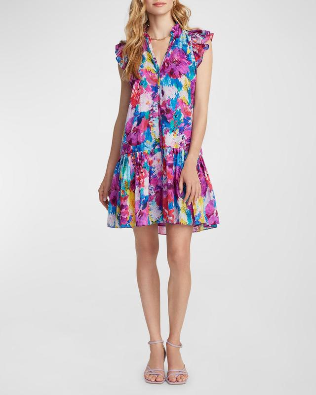 Womens Savannah Flower Bomb Flutter-Sleeve Minidress Product Image