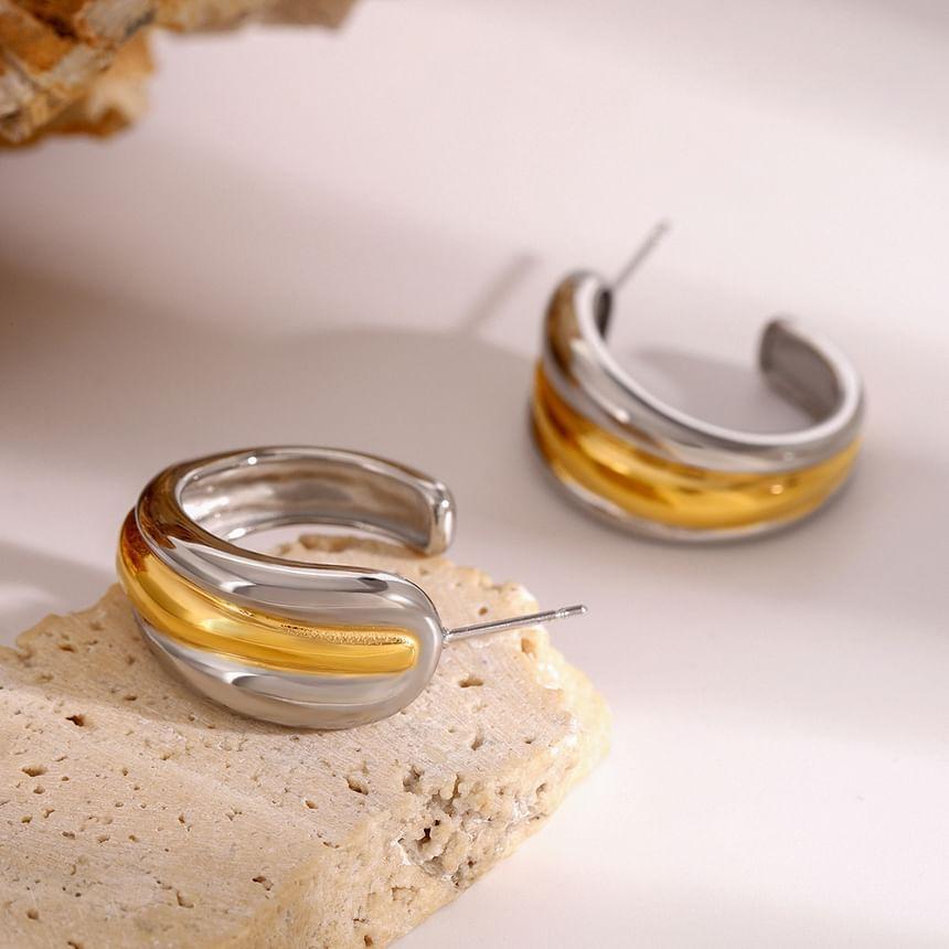 Two Tone Stainless Steel Hoop Earring Product Image