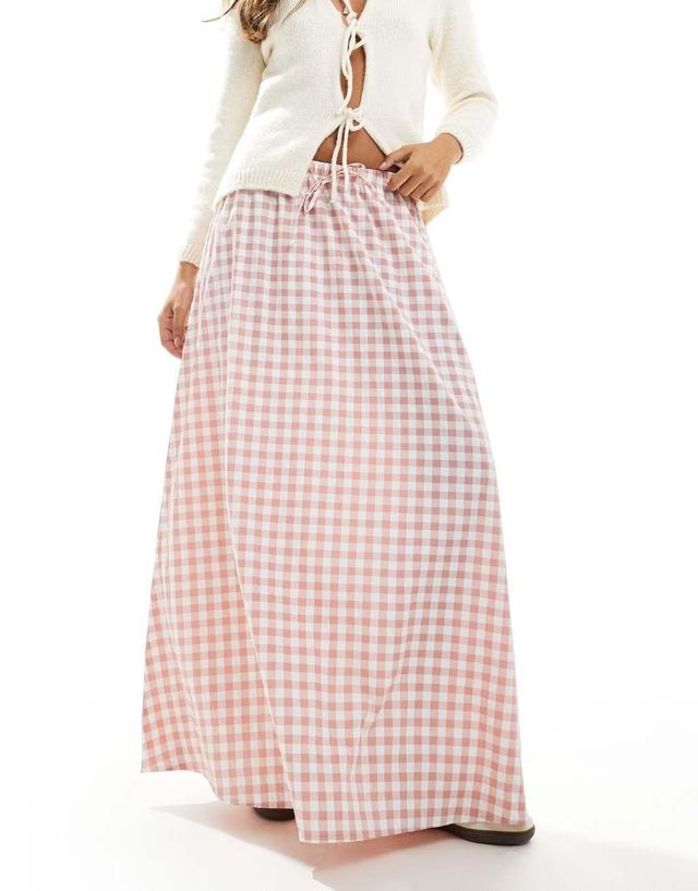 Miss Selfridge pink gingham maxi skirt Product Image