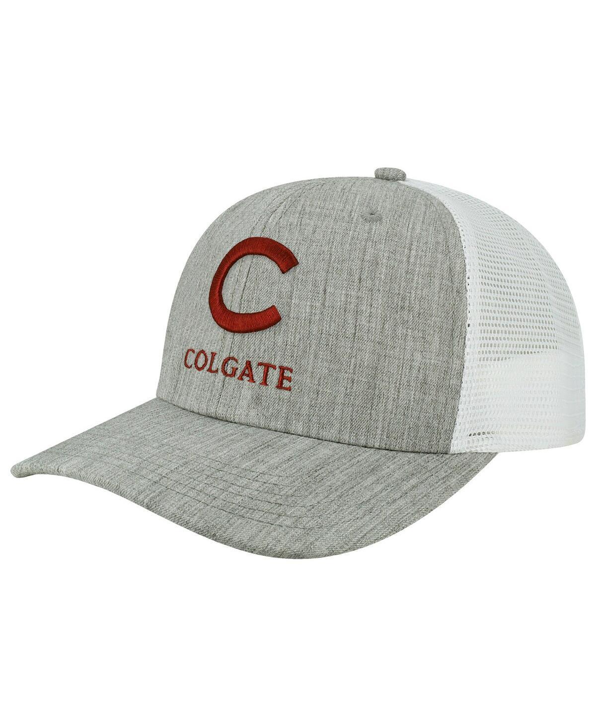 Mens Heather Gray/White Colgate Raiders Arch Trucker Snapback Hat Product Image