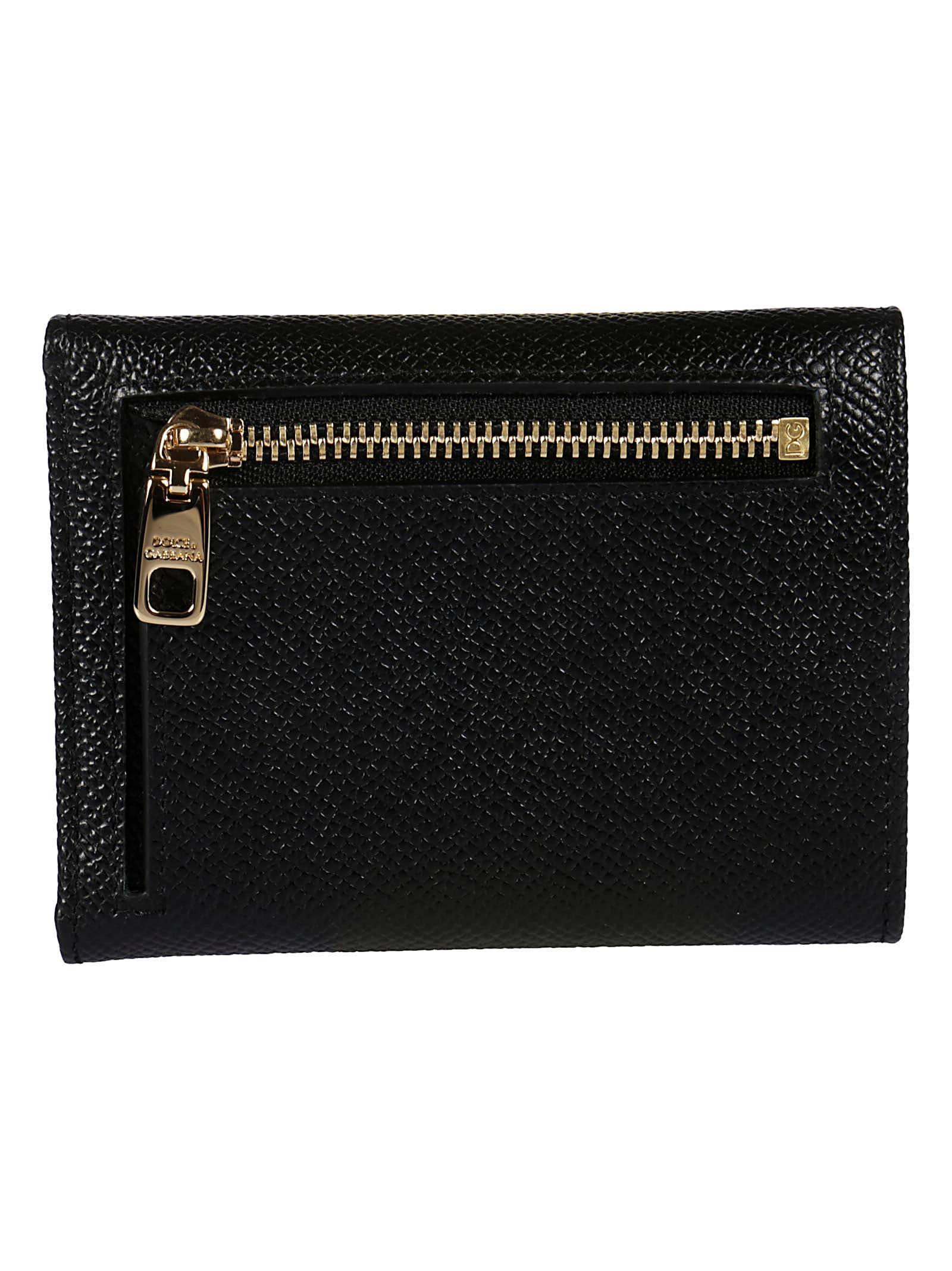 DOLCE & GABBANA Logo Plaque Continental Wallet In Black Product Image