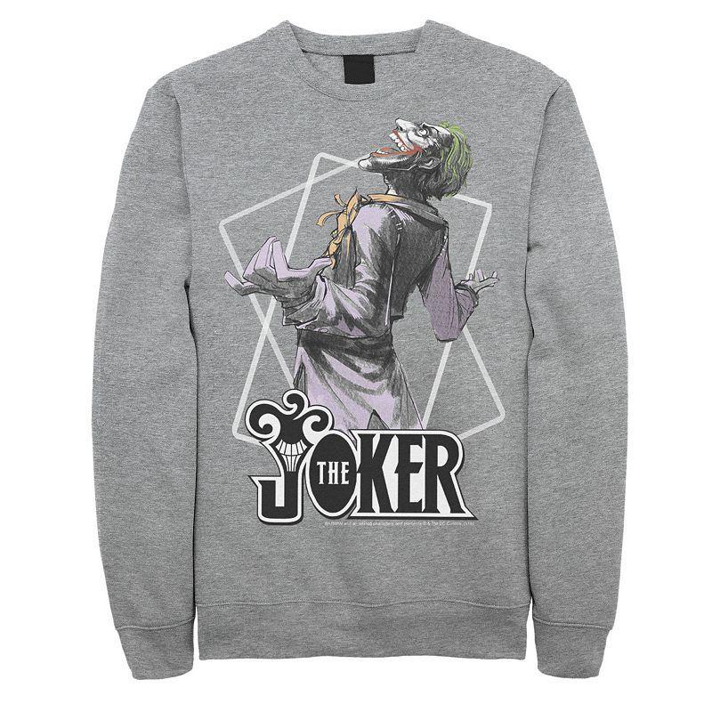 Mens DC Comics The Joker Laughing Maniac Portrait Sweatshirt Athletic Grey Product Image