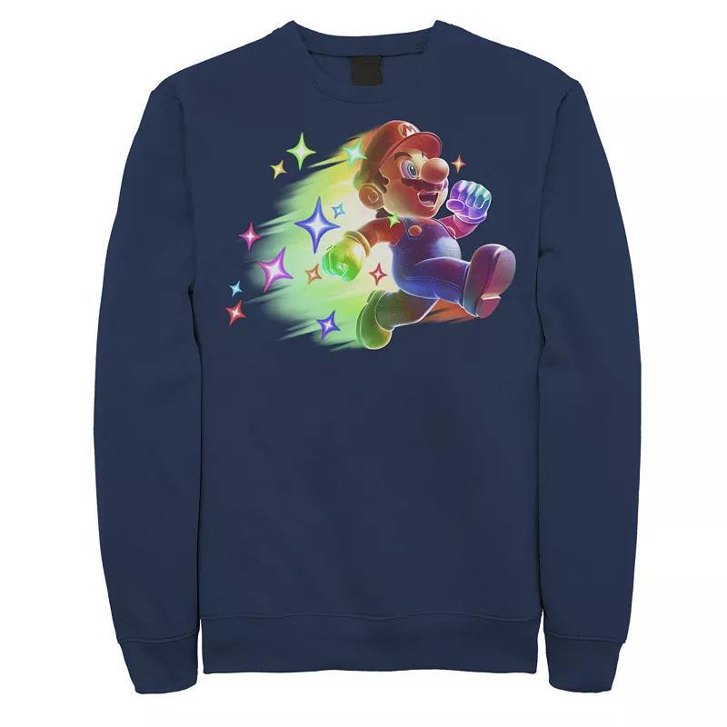 Mens Nintendo Super Mario Action Pose Neon Portrait Sweatshirt Blue Product Image