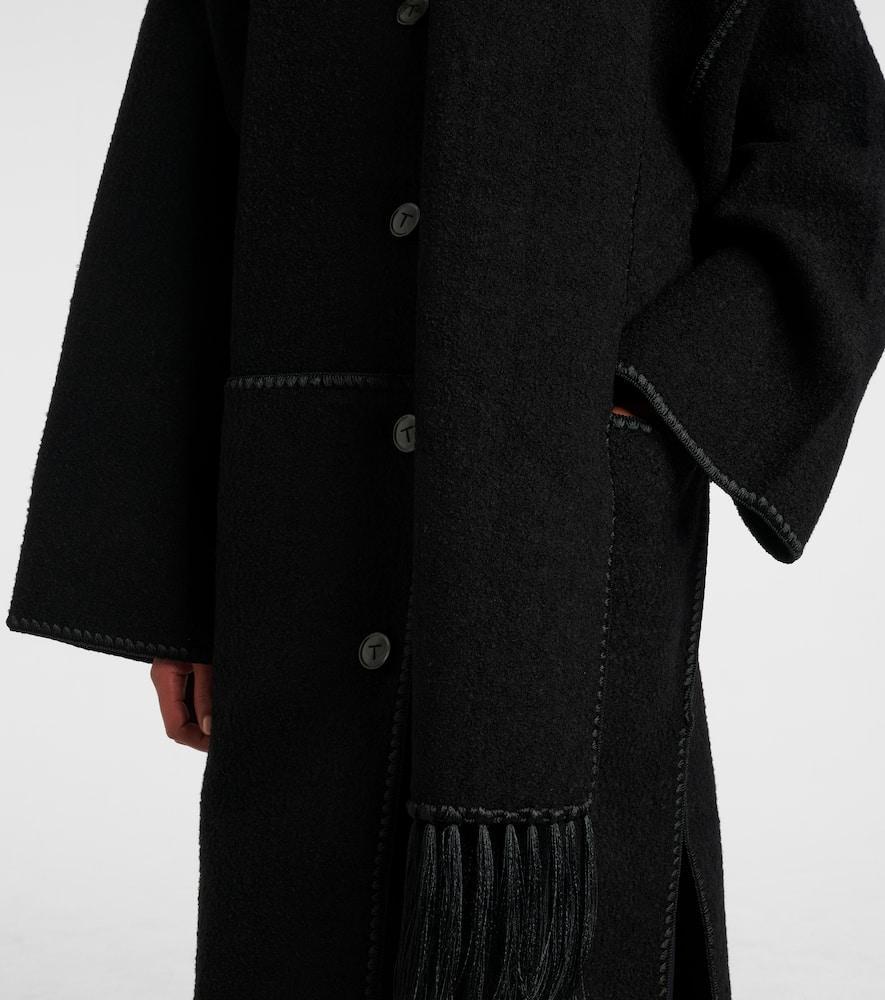 TOTÊME Embroidered Scarf Coat Black Product Image