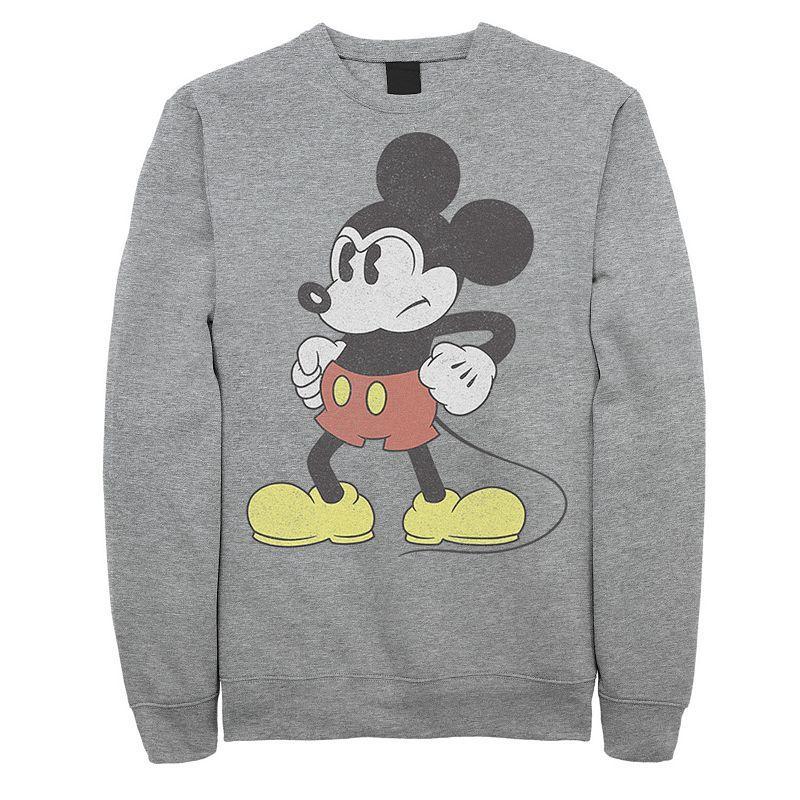 Disneys Mickey & Friends Mickey Mouse Mens Retro Grumpy Sweatshirt Athletic Grey Product Image