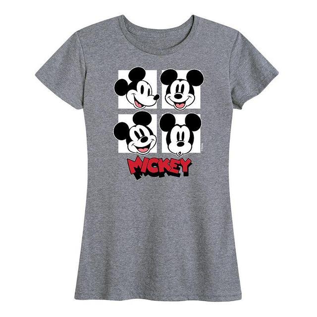 Disneys Mickey Mouse Womens Grid Graphic Tee Grey Gray Product Image