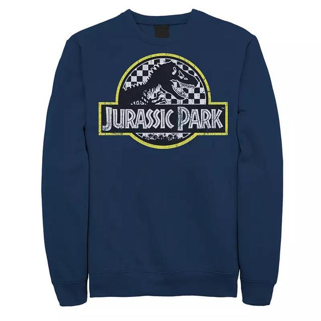 Mens Jurassic Park Checkered Classic Logo Sweatshirt Blue Product Image