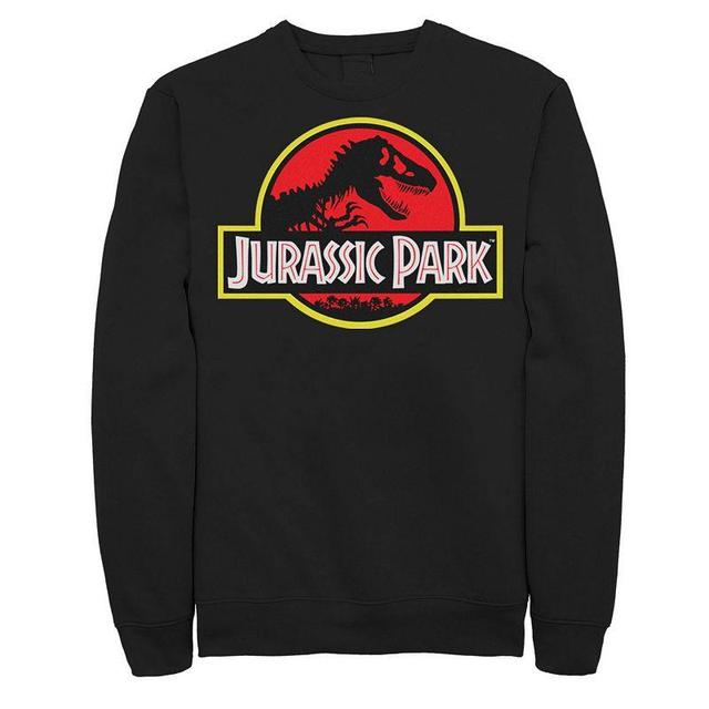 Mens Jurassic Park Red & Yellow Outline Logo Graphic Fleece Pullover Black Product Image