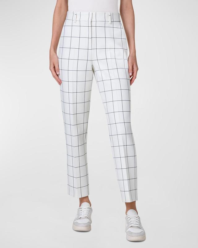 Feryn Mid-Rise Window Check Pebble Crepe Tapered-Leg Ankle Pants Product Image