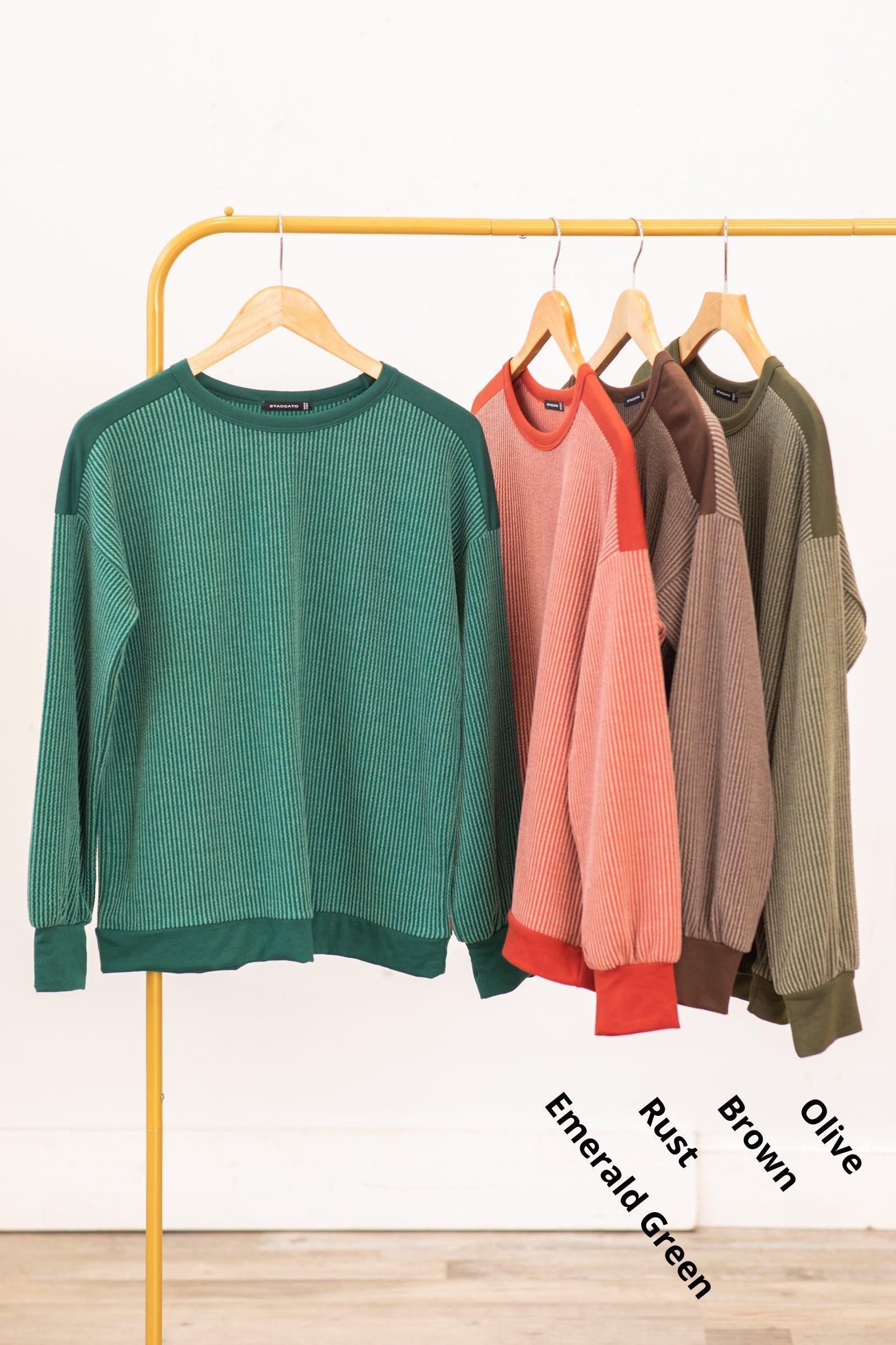 Tonal Colorblock Ribbed Knit Top Product Image