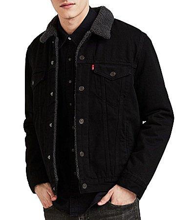 Men's Regular Fit Sherpa Canvas Trucker Jacket Product Image