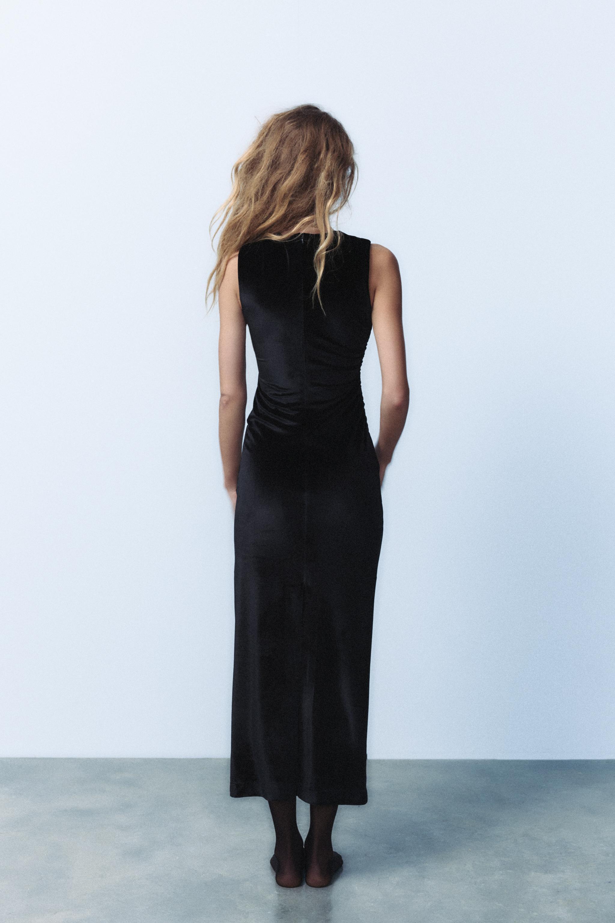 DRAPED VELVET MIDI DRESS Product Image