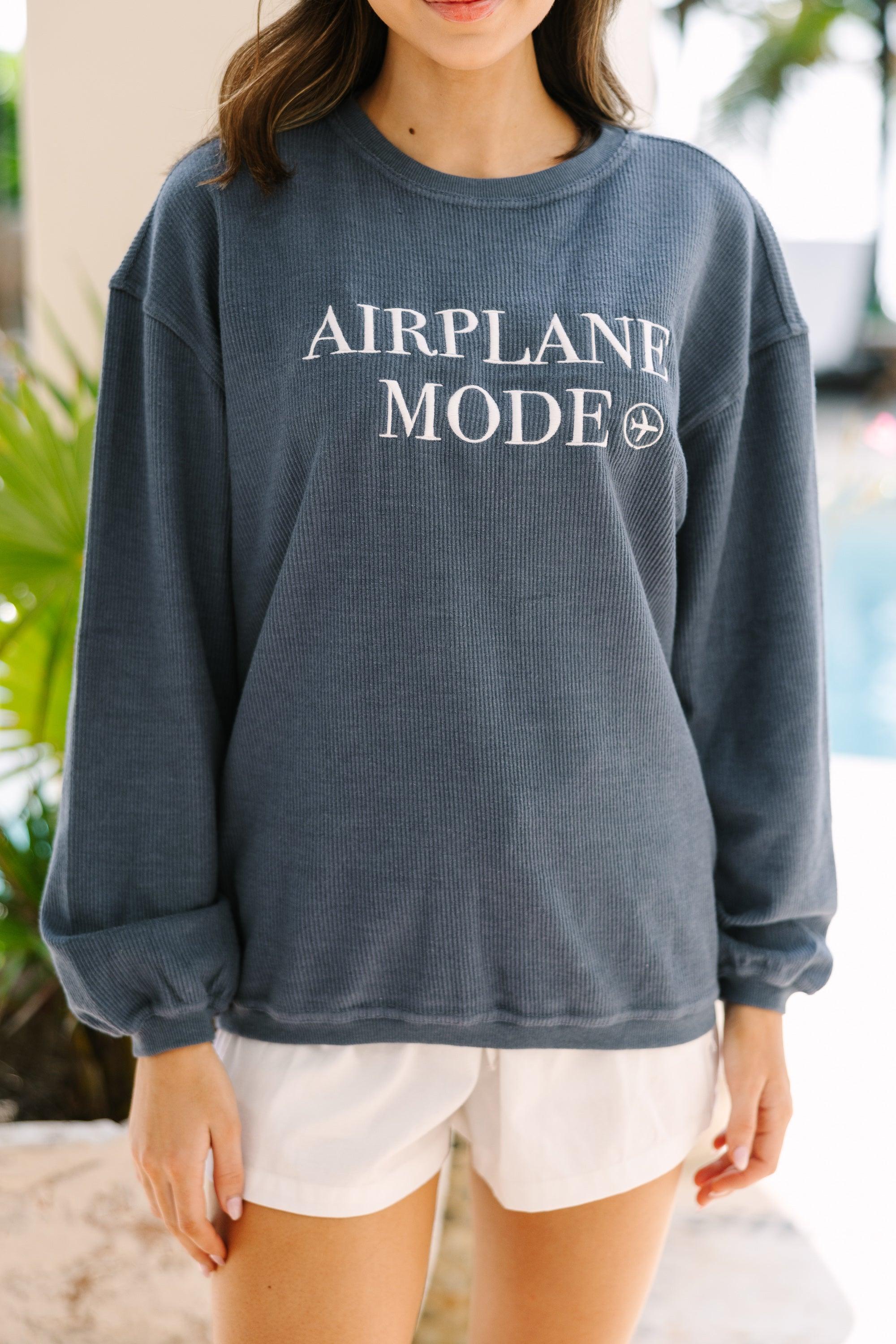 Airplane Mode Navy Embroidered Sweatshirt Female Product Image