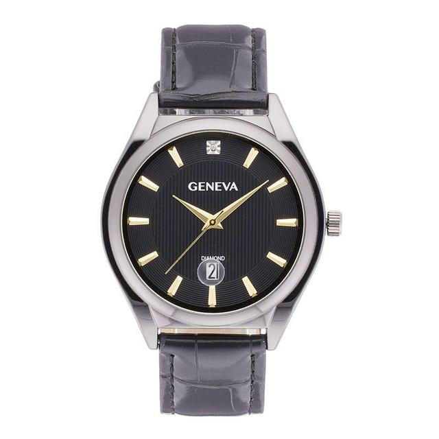 Mens Geneva Diamond Accent Gunmetal Watch, Black Product Image