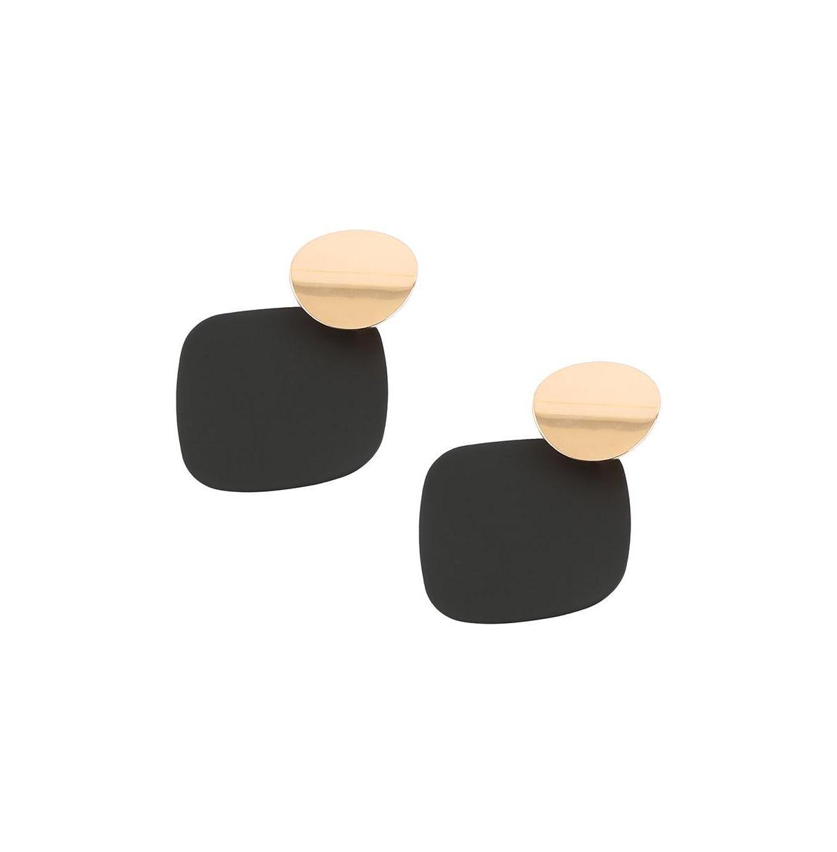 Sohi Womens Black Color block Geometric Drop Earrings Product Image