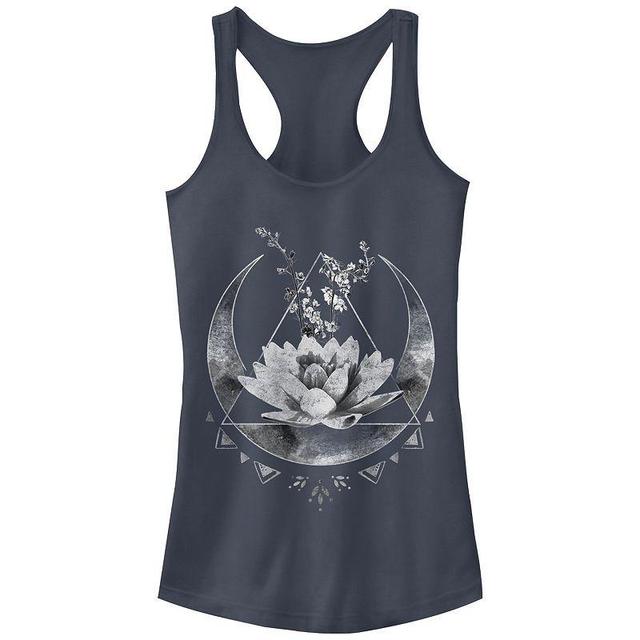 Juniors Lotus Flower Crescent Moon Tank Top, Girls Blue Product Image