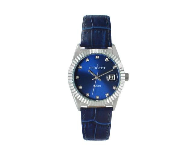 Peugeot Womens 36mm Blue Fluted Bezel Watch with Leather Strap Product Image