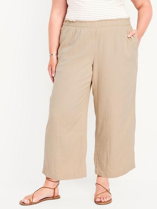 High-Waisted Crinkle Gauze Ankle Pants Product Image