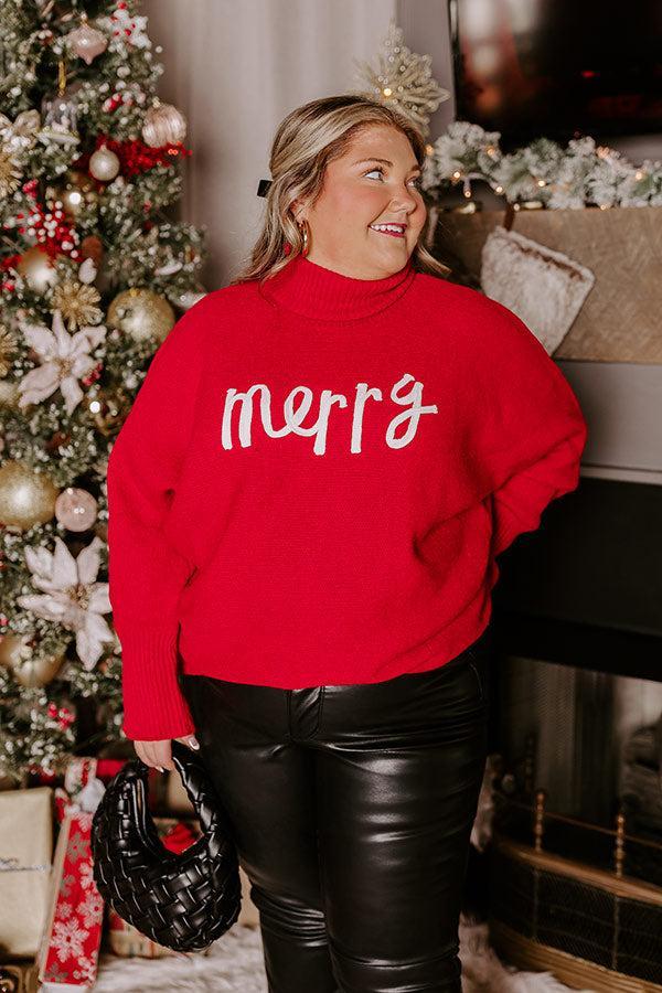 Merry Turtle Neck Sweater In Red Curves Product Image