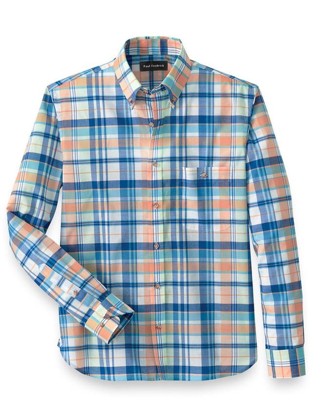 Slim Fit Cotton Madras Plaid Casual Shirt Product Image