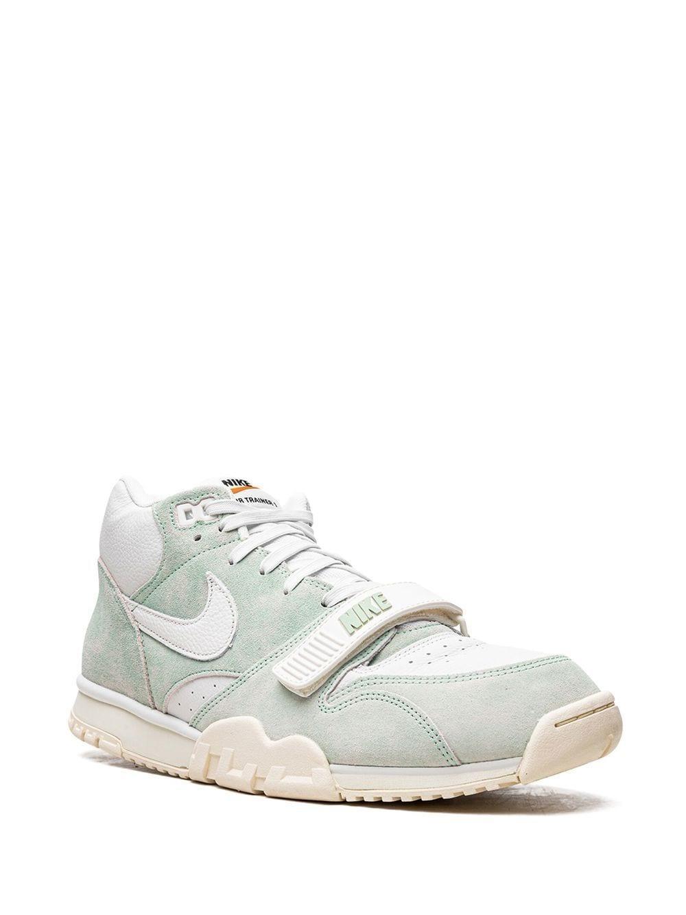 Air Trainer 1 Buckled-strap Suede And Leather Mid-top Trainers In Green Product Image