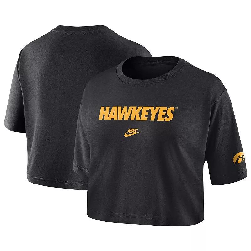 Womens Nike Iowa Hawkeyes Wordmark Cropped T-Shirt Product Image