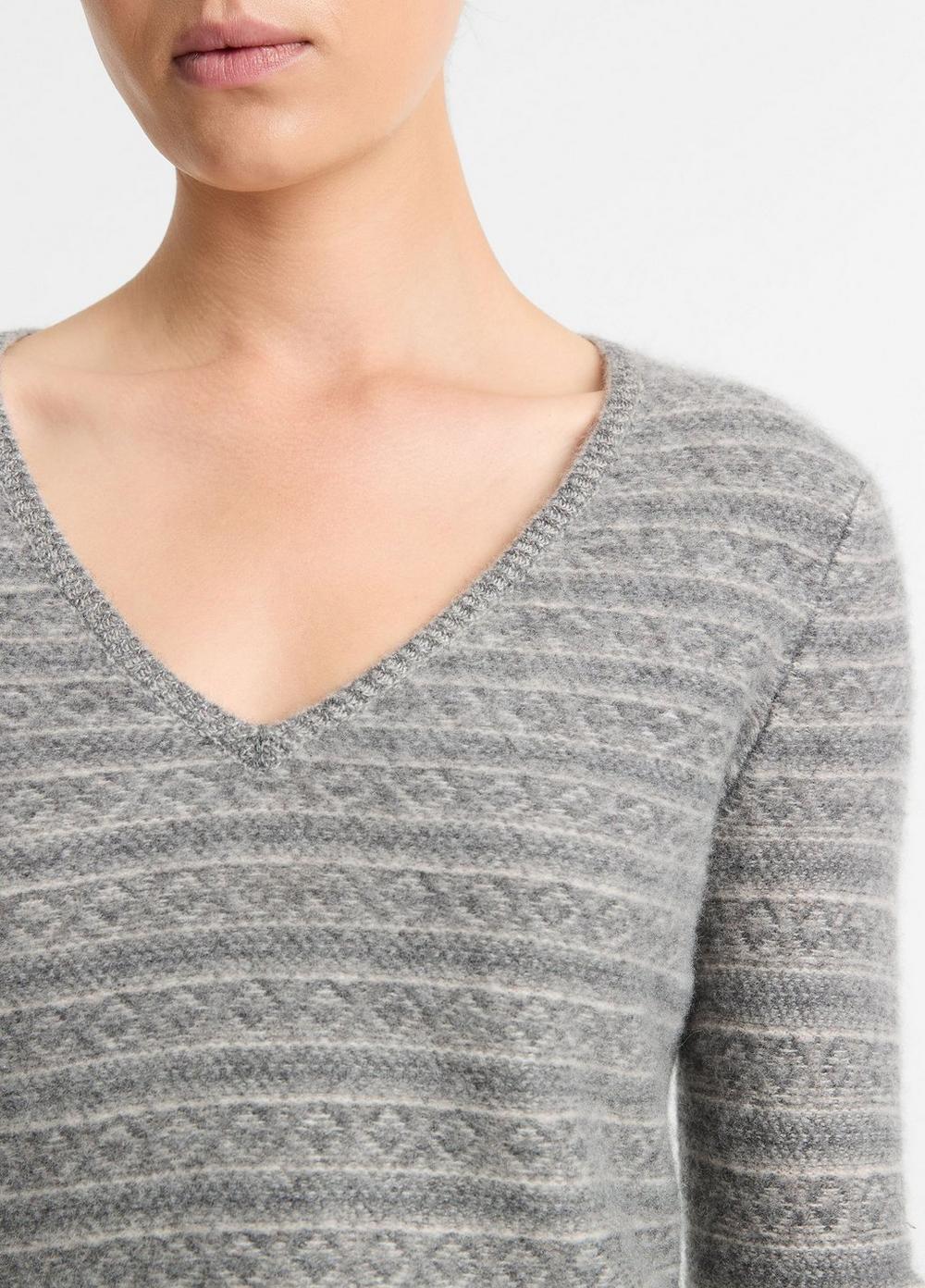 Fair Isle Cashmere V-Neck Sweater Product Image