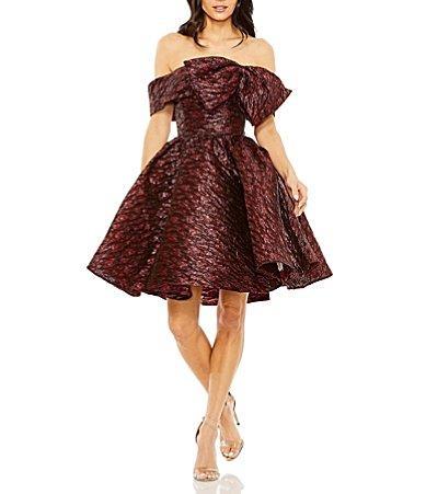 Mac Duggal Brocade Off-the-Shoulder Bow Front A Product Image