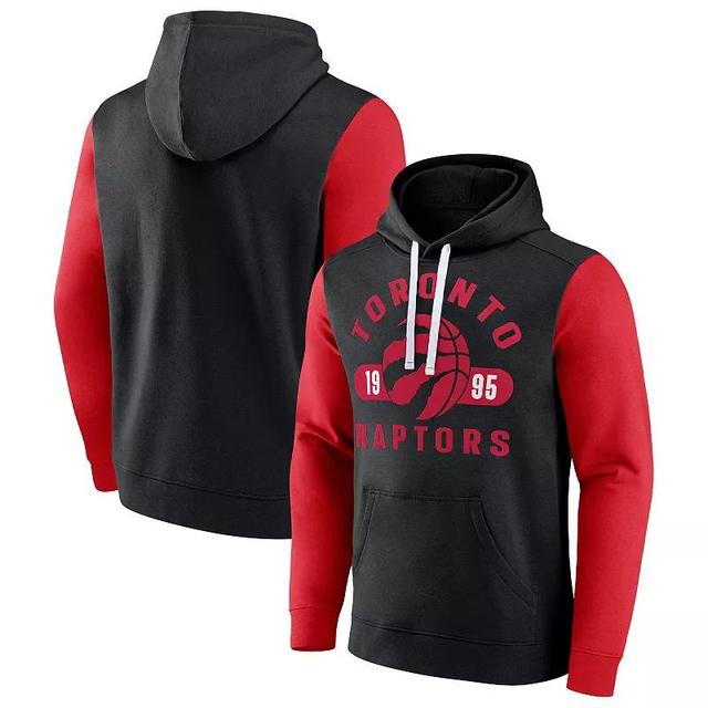 Mens Fanatics Branded /Red Portland Trail Blazers Attack Colorblock Pullover Hoodie Product Image