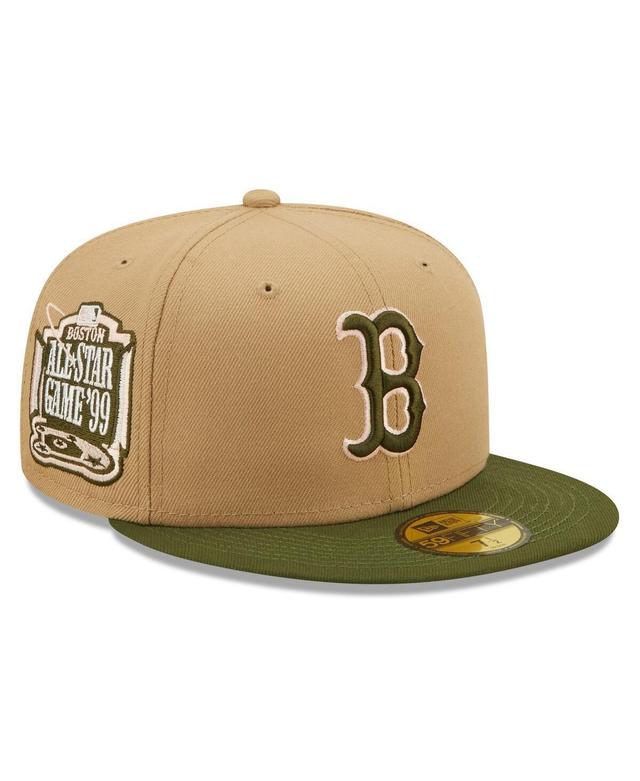 Mens New Era Khaki Boston Red Sox Pink Undervisor 59Fifty Fitted Hat - Khaki Product Image