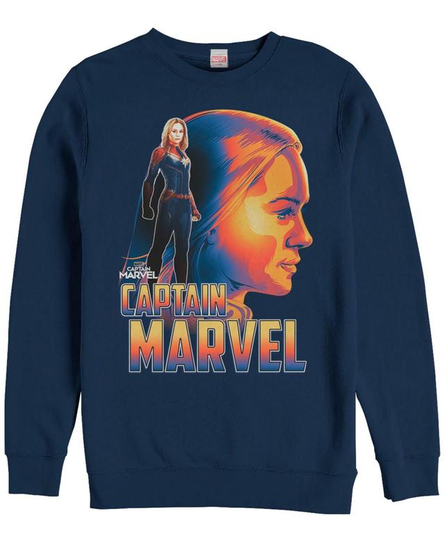 Mens Marvel Captain Marvel Bold Sunset Portrait Tee Blue Product Image