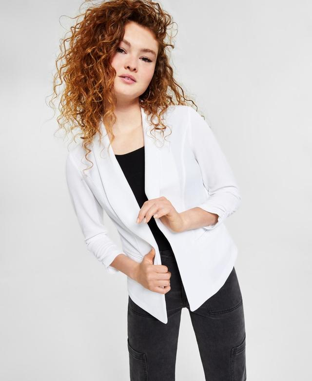 Bar Iii Womens Ruched 3/4-Sleeve Knit Blazer, Created for Macys Product Image