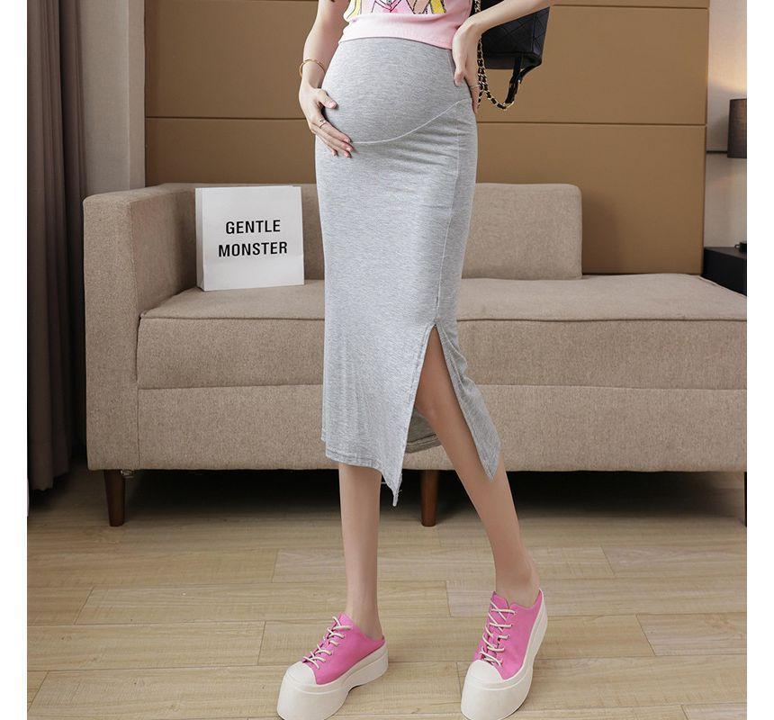 Maternity High Rise Plain Midi Pencil Skirt Product Image