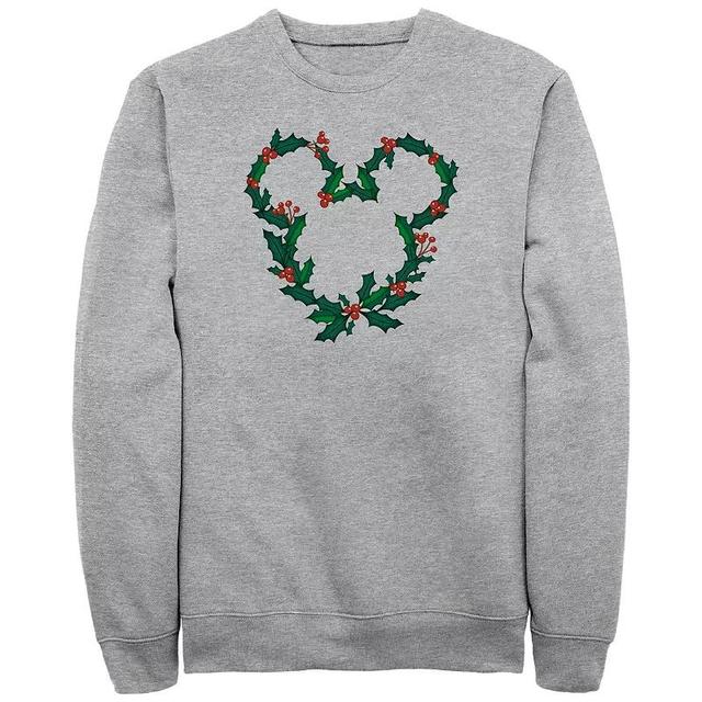 Disneys Mickey Mouse Mens Christmas Wreath Design Fleece Athletic Grey Product Image