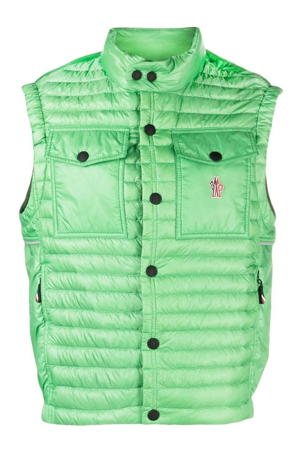 MONCLER Logo-embroidery Buttoned Gilet In Green Product Image