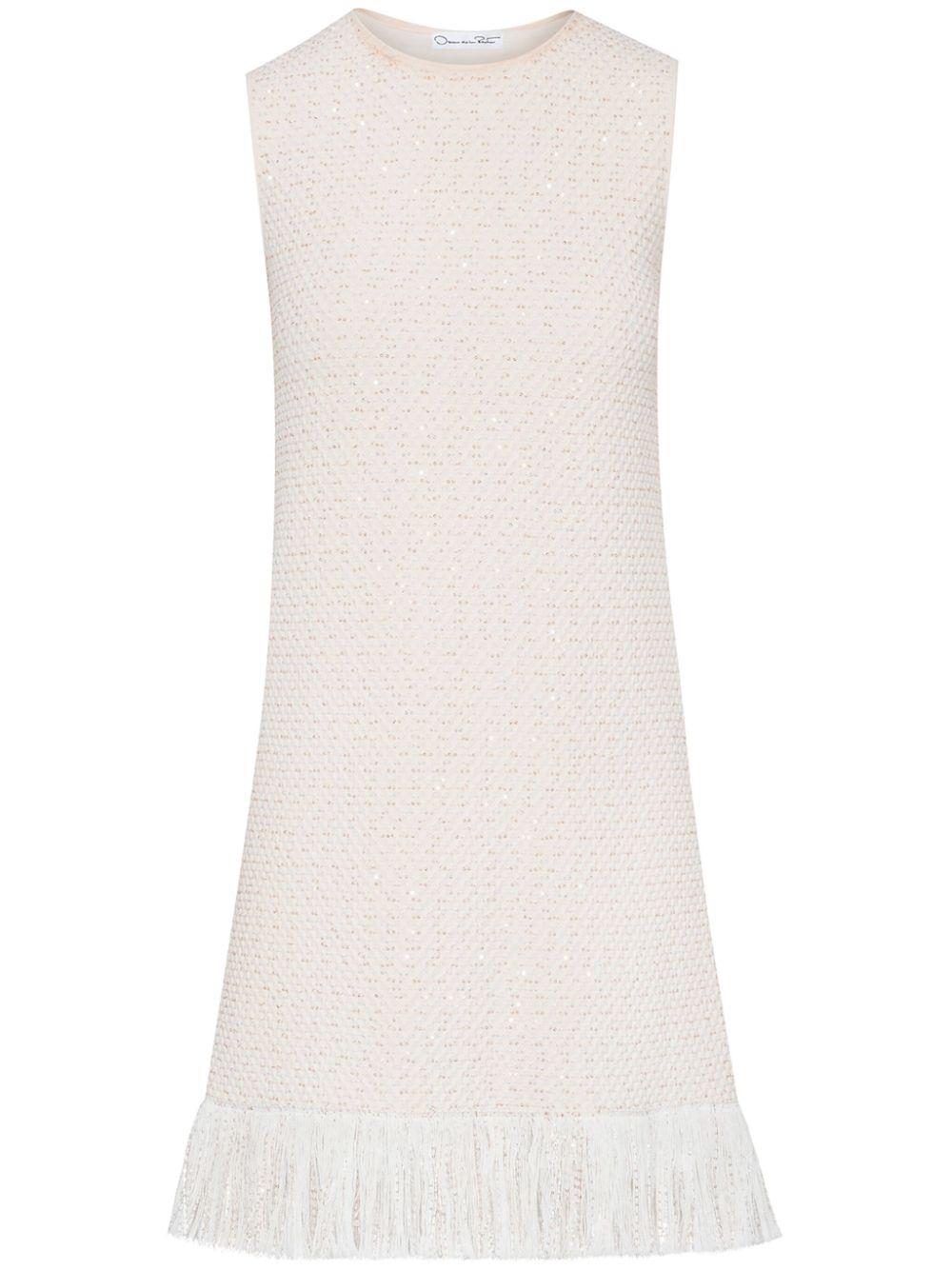 OSCAR DE LA RENTA Sequin Tweed Mini Dress In Ivory/gold Product Image