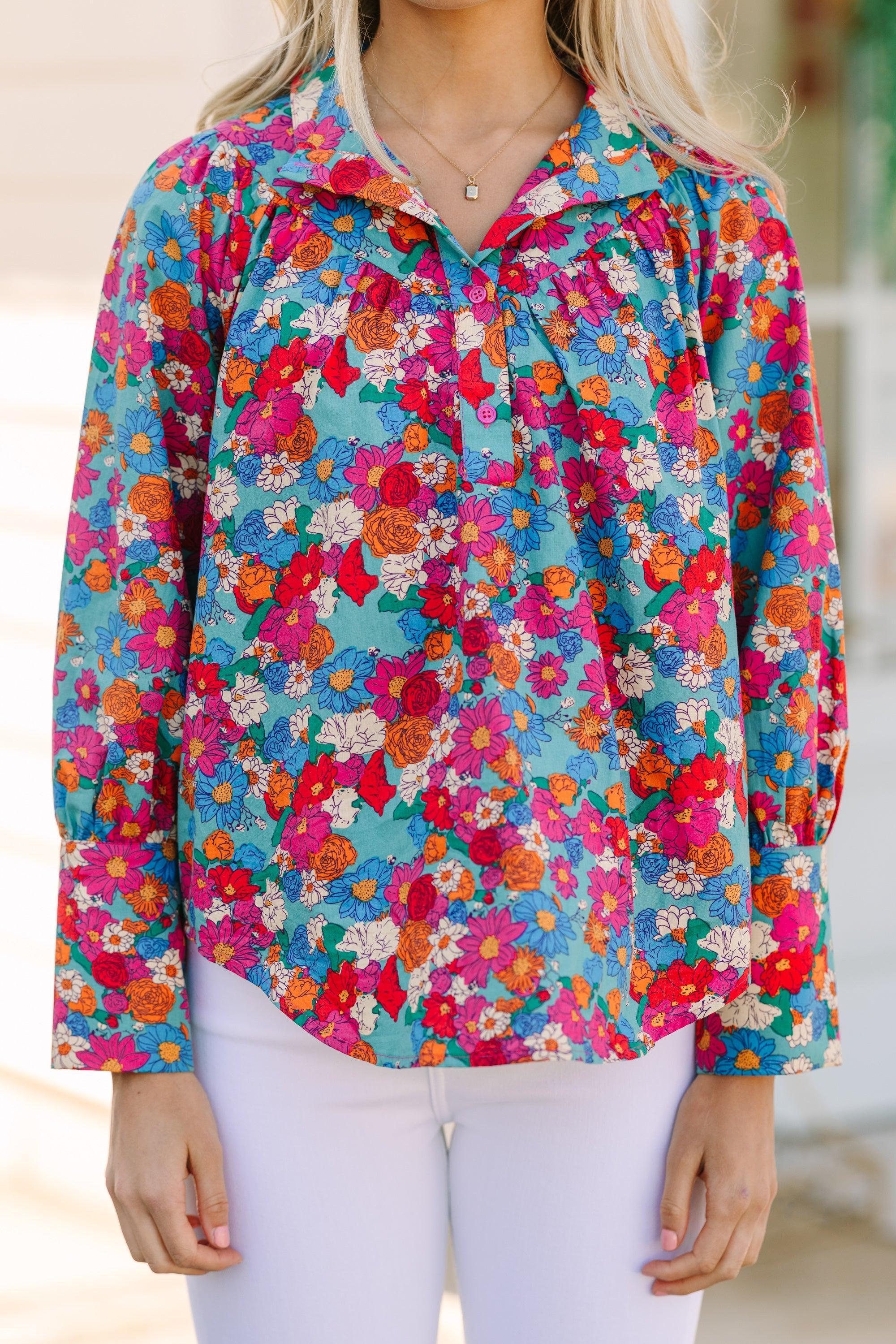 Take Your Turn Blue Floral Blouse Female Product Image