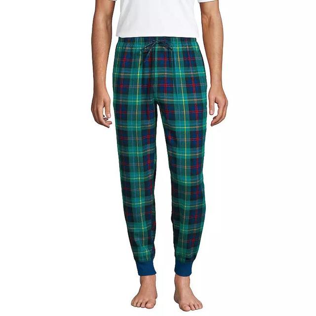 Big & Tall Lands End Plaid Flannel Jogger Pajama Sleep Pants, Mens Red Navy Plaid Product Image