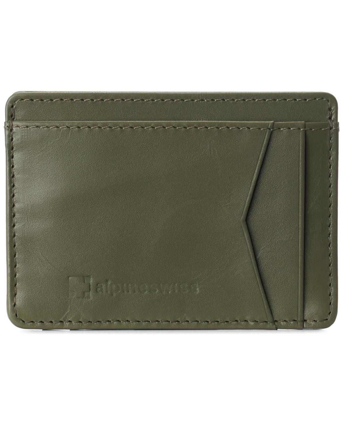 Alpine Swiss Mens Rfid Safe Front Pocket Wallet Smooth Leather Slim Card Holder - Gray Product Image