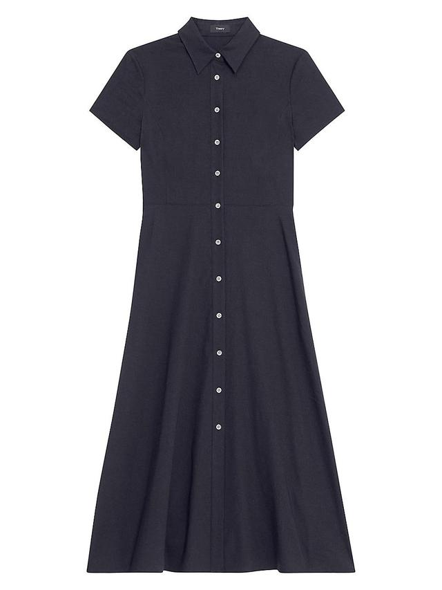 Womens Linen-Blend Midi-Shirtdress Product Image