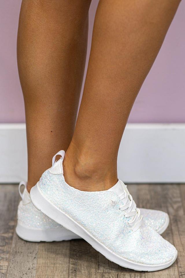 White Glitter Sneakers Product Image