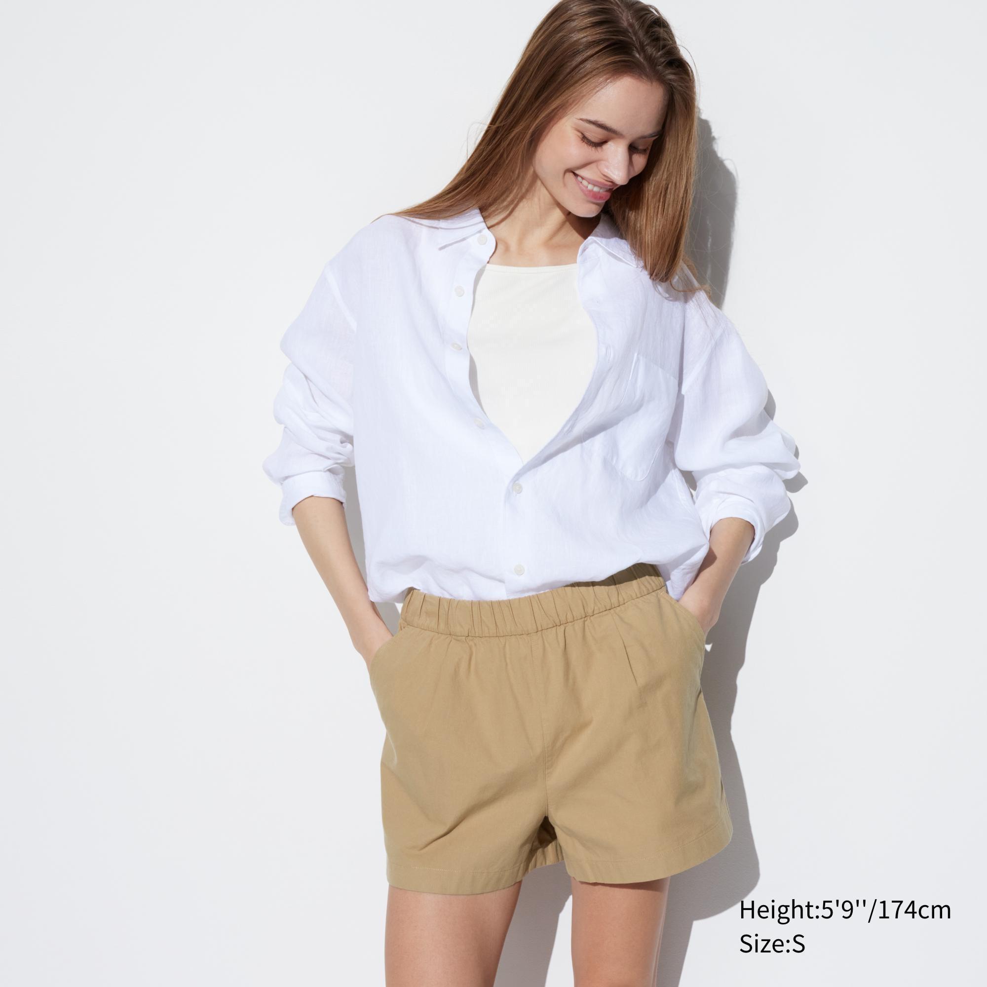 Womens Cotton Easy Shorts Khaki XS UNIQLO US Product Image