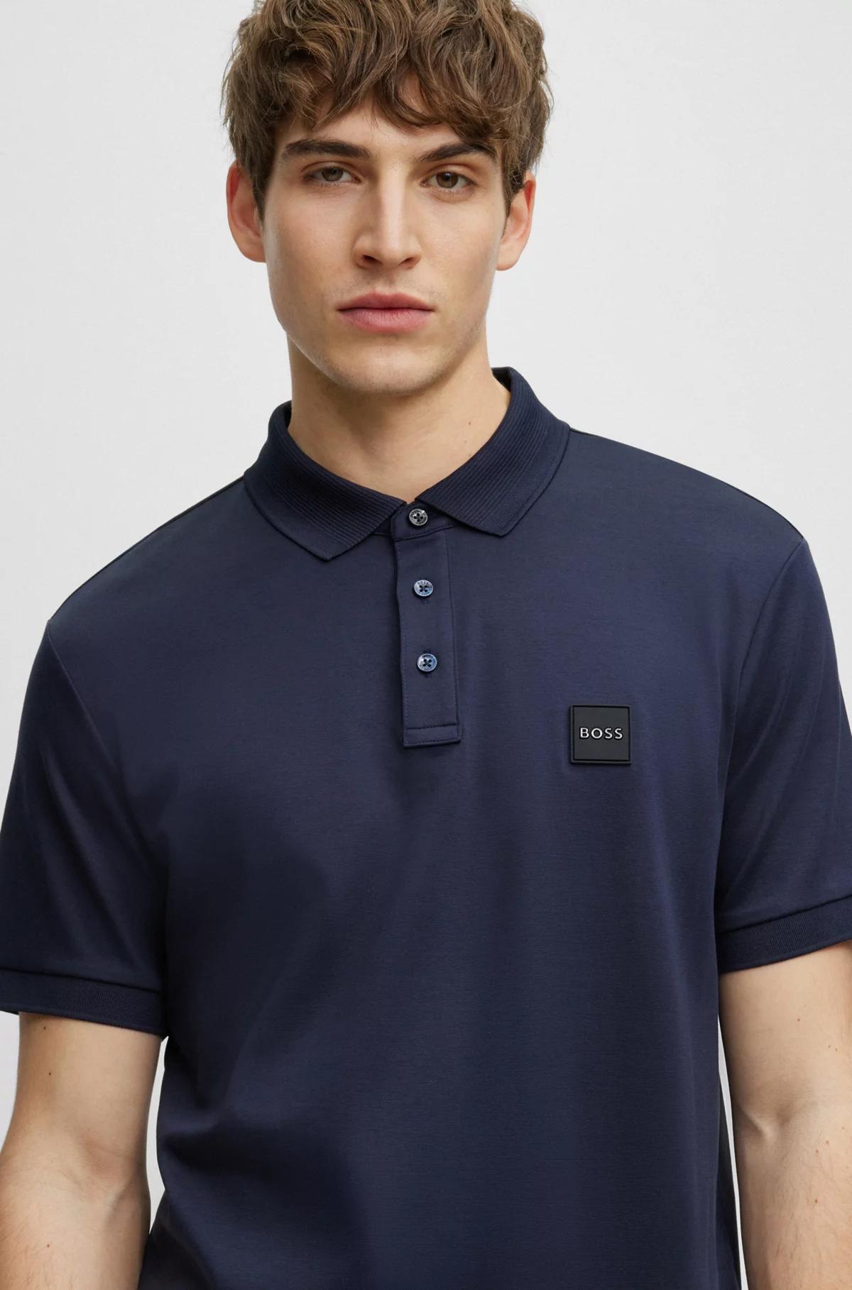 BOSS PARLAY COTTON-JERSEY POLO SHIRT WITH LOGO BADGE Product Image